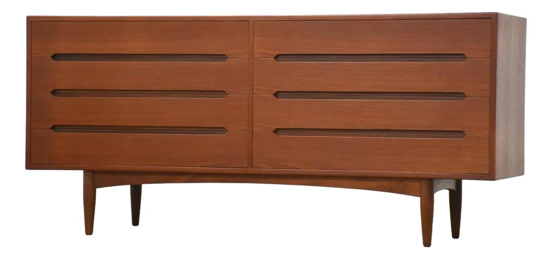 1960s E.W. Bach Danish Teak Dresser Mid Century Modern: 1960s E.W. Bach Danish Teak Dresser Mid Century Modern This mid-century modern dresser is a beautifully refinished piece crafted from teak wood and designed by E.W. Bach, showcasing the elegance of