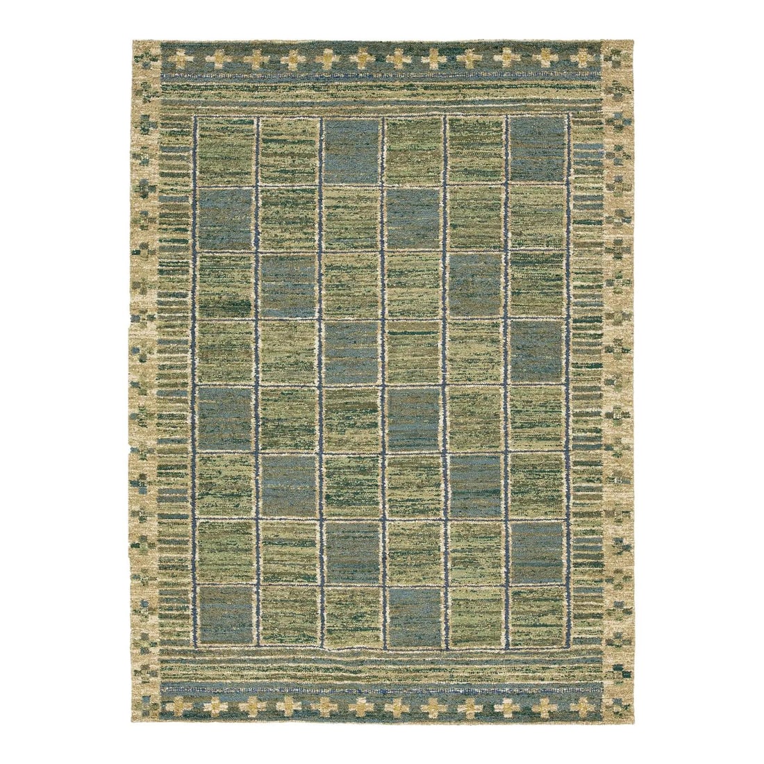 10'4" x 13'10" Flatweave Wool Rug Swedish Style Geometric Grid (1 of 10)