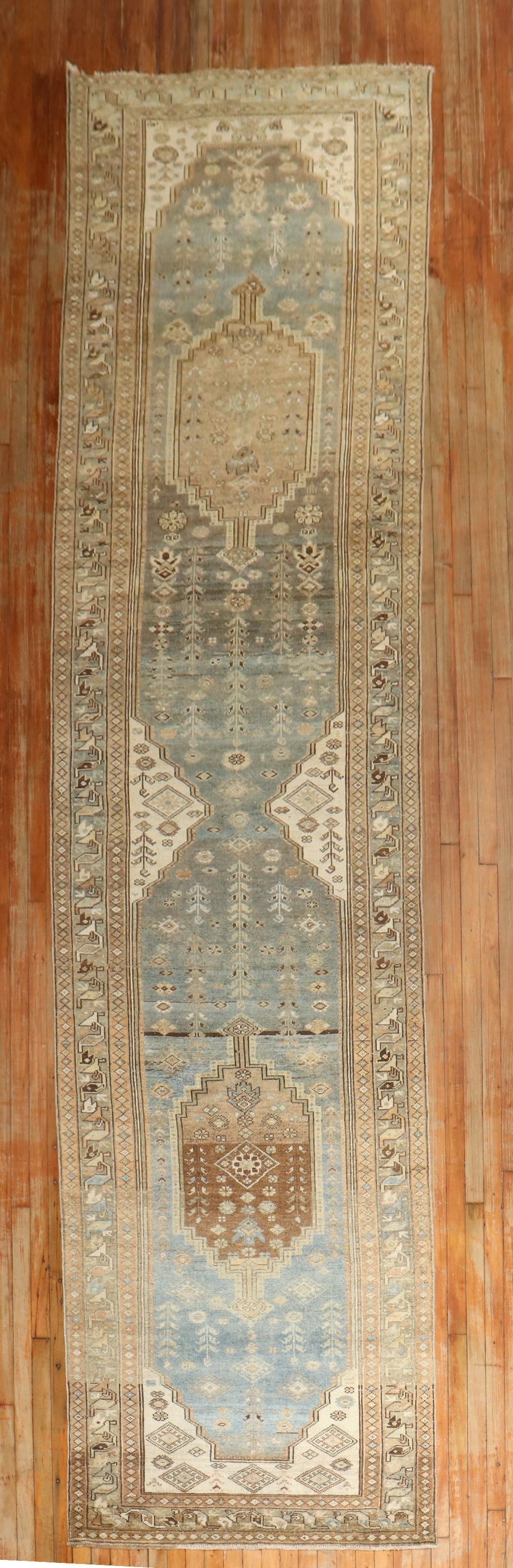 3' 9" x 16' 6" Early 20th Century Malayer Persian Runner: 3' 9" x 16' 6" Early 20th Century Malayer Persian Runner Early 20th century Persian Malayer runner with intricate geometric patterning. This pre-owned rug is identified as a Malayer runner. Specificat