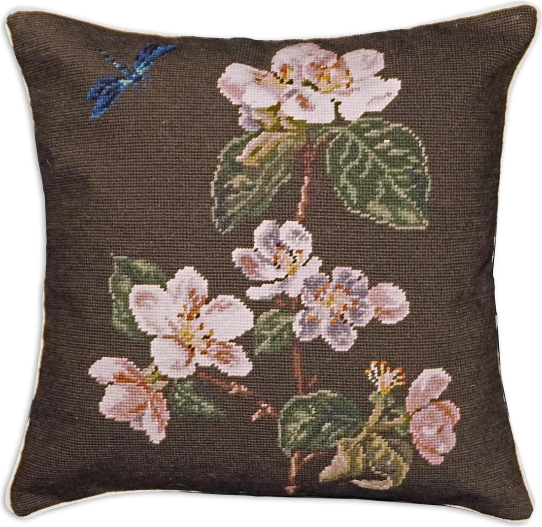 Colonial Williamsburg Apple Blossom Pillow 18x18 Wool Velvet (1 of 2)
