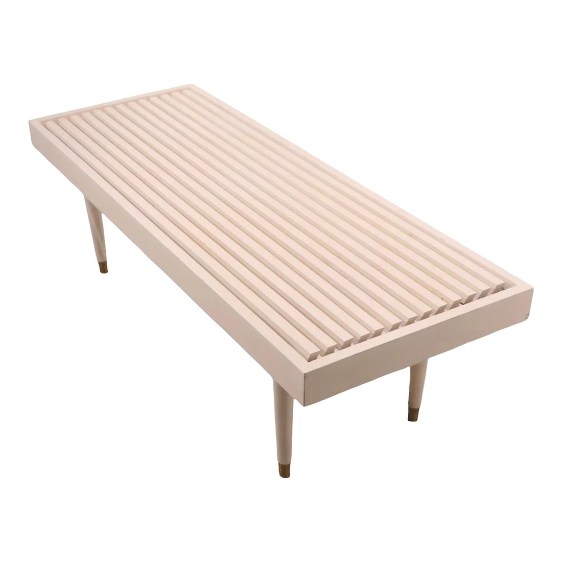 Mid Century White Slat Bench Coffee Table 1950s 1960s (1 of 10)