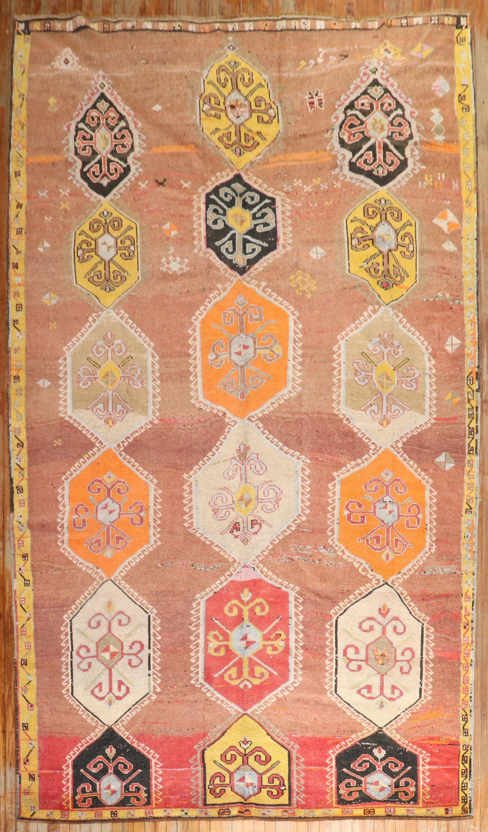 8' x 13' 8" Mid-20th Century Turkish Kars Room Rug: 8' x 13' 8" Mid-20th Century Turkish Kars Room Rug Vintage Turkish Kars tribal rug from the mid-20th century. This pre-owned room-size rug features the classic Kars type and offers a traditional triba