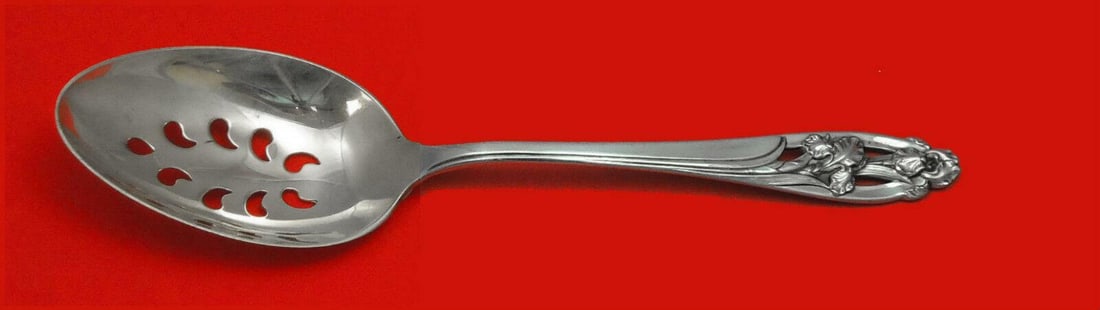 International Silver Iris Sterling Silver Slotted Serving Spoon 8 3/8 Custom (1 of 2)