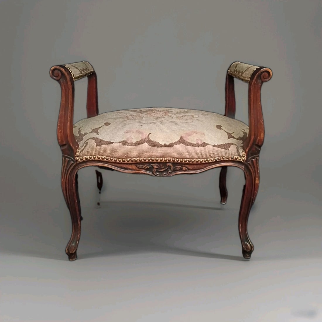 1920s French Tapestry Upholstered Window Bench 26x26x16 Original (1 of 18)