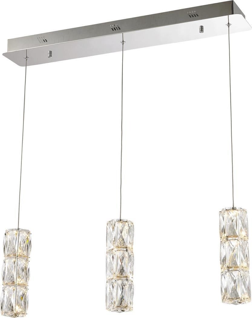 Polaris 3-Light Chrome Crystal Pendant Light by Elegant Lighting: Polaris 3-Light Chrome Crystal Pendant Light by Elegant Lighting Illuminate your space with the Polaris Pendant, a stunning contemporary hanging light that combines elegance and functionality. Featuri