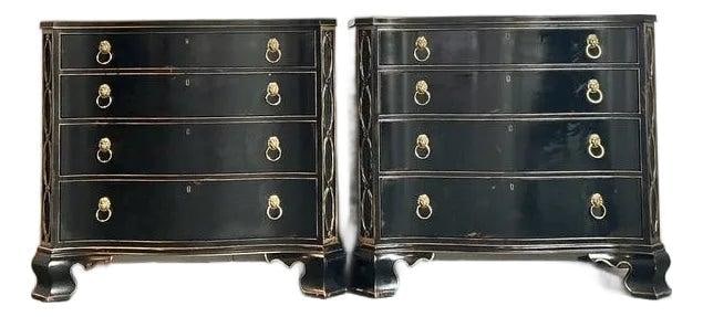 Pair of Hickory Chair bow front chests with brass lion pulls (1 of 10)
