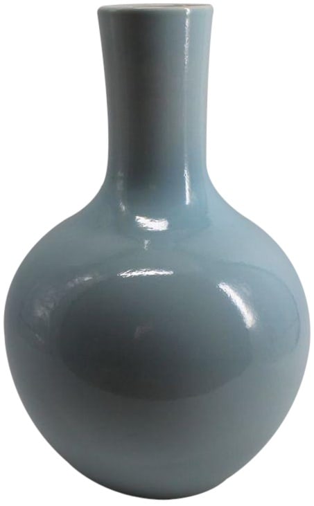 Handmade Qing Dynasty Style Icy Blue Porcelain Vase 17H 11W 11D: Handmade Qing Dynasty Style Icy Blue Porcelain Vase 17H 11W 11D This exquisite traditional porcelain vase showcases a stunning icy blue finish, embodying the elegant style of the Qing Dynasty. Handcra