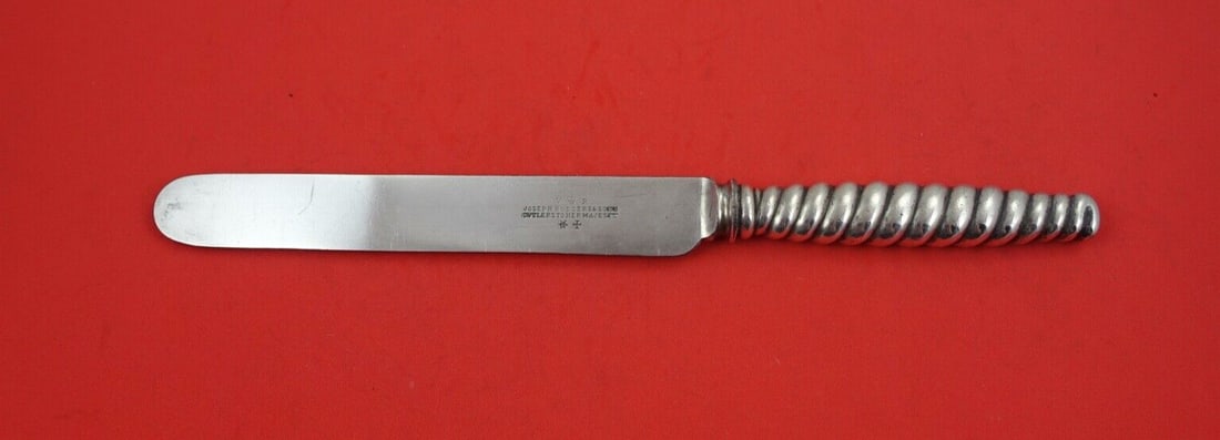 Whiting Oval Twist Sterling Silver Banquet Knife Joseph Rogers Blade 10.5" Rare: Whiting Oval Twist Sterling Silver Banquet Knife Joseph Rogers Blade 10.5" Rare This elegant Oval Twist banquet knife by Whiting features a stunning sterling silver handle combined with a rare Joseph 