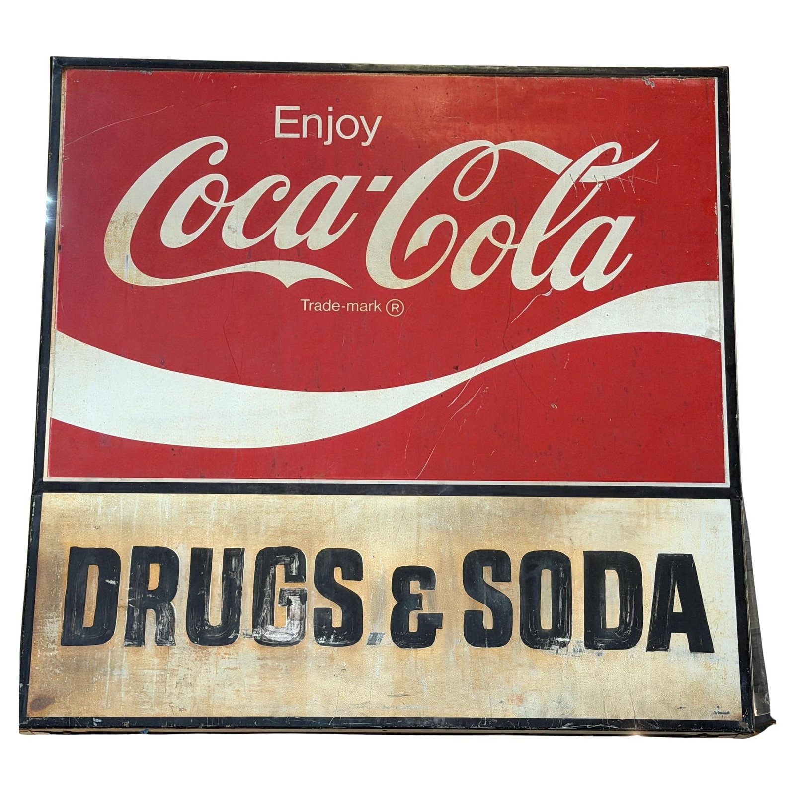 1960s Double-Sided Metal Coca-Cola Drugs and Soda Trade Sign West Palm Beach FL (1 of 16)