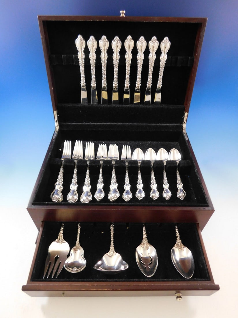 International Sterling Silver Du Barry Flatware Set for 8, 37 Pieces (1 of 9)