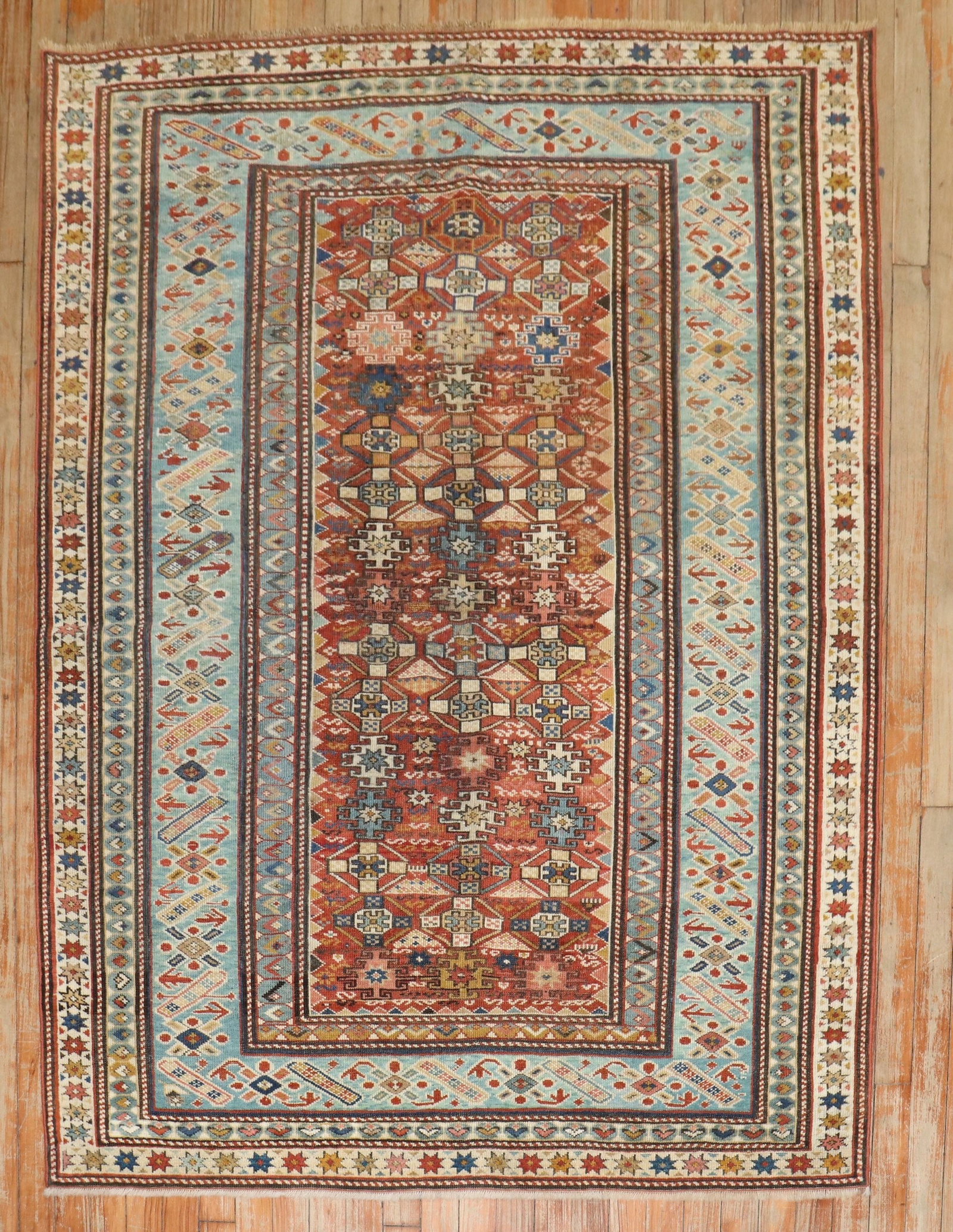 4' 3" x 5' 5" Late 19th Century Caucasian Rug: 4' 3" x 5' 5" Late 19th Century Caucasian Rug Late 19th century Caucasian Chi Chi rug in a small format. This pre-owned rug is identified as a Caucasian type. Specifications Title: Caucasian Chi Chi R