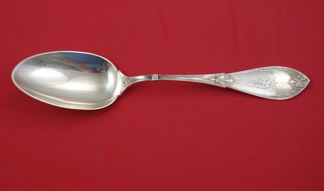 Knowles Crescent Sterling Silver Serving Spoon Monogrammed 8 1/8" (1 of 2)