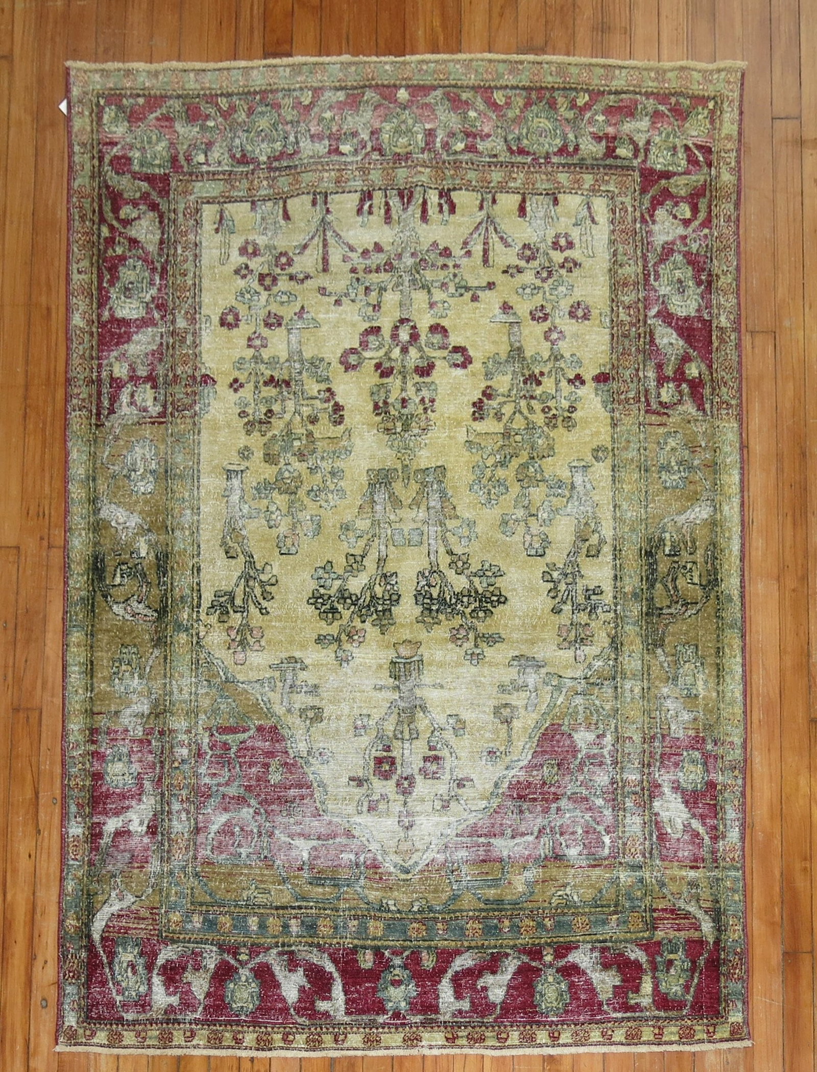 4' 6" x 6' 3" Persian Isfahan Accent Prayer Rug: 4' 6" x 6' 3" Persian Isfahan Accent Prayer Rug Early 20th-century Persian Isfahan prayer rug with a finely woven construction and notable texture and patina. Professionally washed, this pre-owned acc