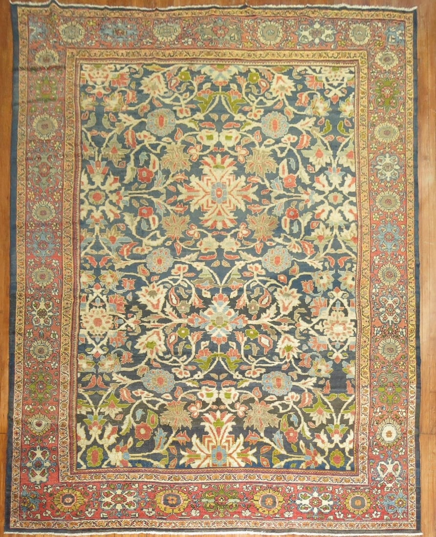 10' 4" x 13' 7" Persian Mahal Room Rug Early 20th Century: 10' 4" x 13' 7" Persian Mahal Room Rug Early 20th Century Early 20th century Persian Mahal Sultanabad room size rug in green. This pre-owned rug is identified as a Sultanabad/Mahal type and is offered