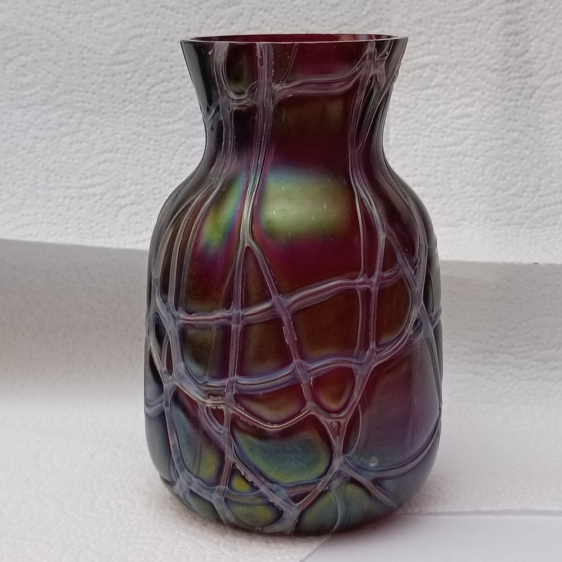 Kralik Ruby Iridescent Art Glass Vase 5.75in Art Nouveau (1 of 13)