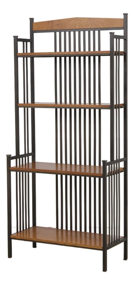 Charleston Forge Stickley Oak Bakers Rack 4 Tier Metal Bookshelf (1 of 10)