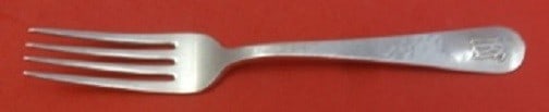Lebolt Sterling Silver Fork with IBF Monogram 7.25 inches: Lebolt Sterling Silver Fork with IBF Monogram 7.25 inches This exquisite regular fork by Lebolt is crafted from high-quality sterling silver, showcasing a beautiful applied monogram "IBF". Measuring 7