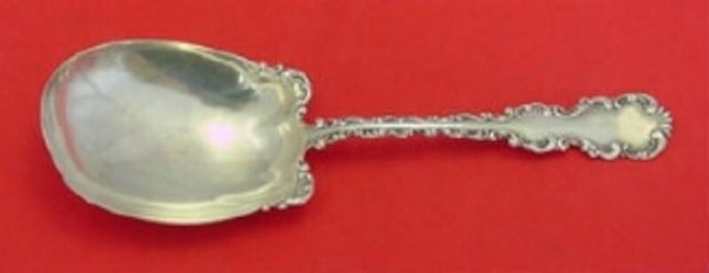 Whiting Louis XV Sterling Silver Berry Serving Spoon Gold Washed 9": Whiting Louis XV Sterling Silver Berry Serving Spoon Gold Washed 9" A Louis XV pattern sterling silver berry serving spoon by Whiting-Gorham, featuring a gold-washed finish and an ornate handle. The s