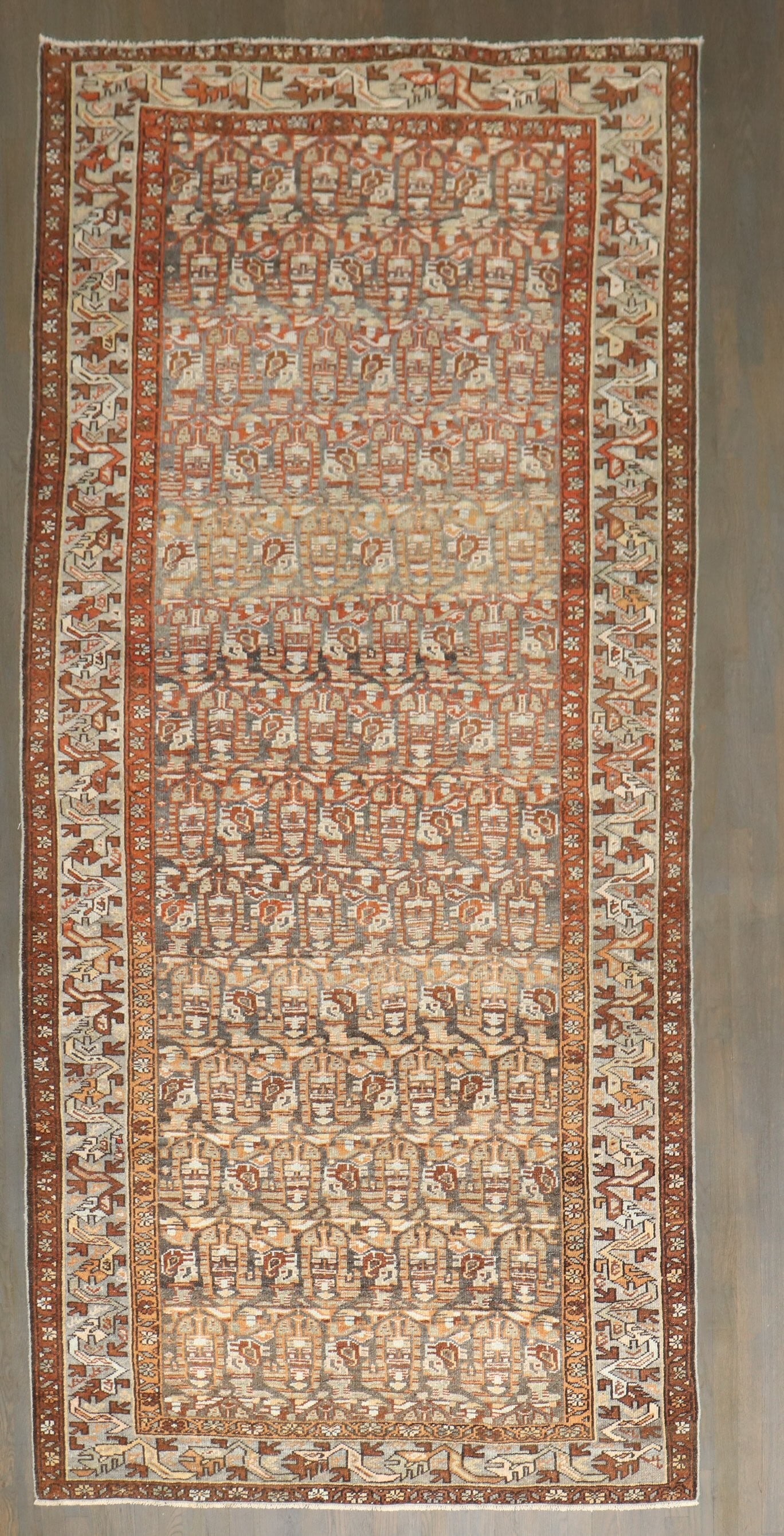 5' 2" x 10' 7" Persian Malayer Gallery Runner Paisley Motif: 5' 2" x 10' 7" Persian Malayer Gallery Runner Paisley Motif A pre-owned 1920s Persian Malayer gallery-size runner featuring a paisley motif. Specifications Type: Malayer Category: Gallery Style: Runne