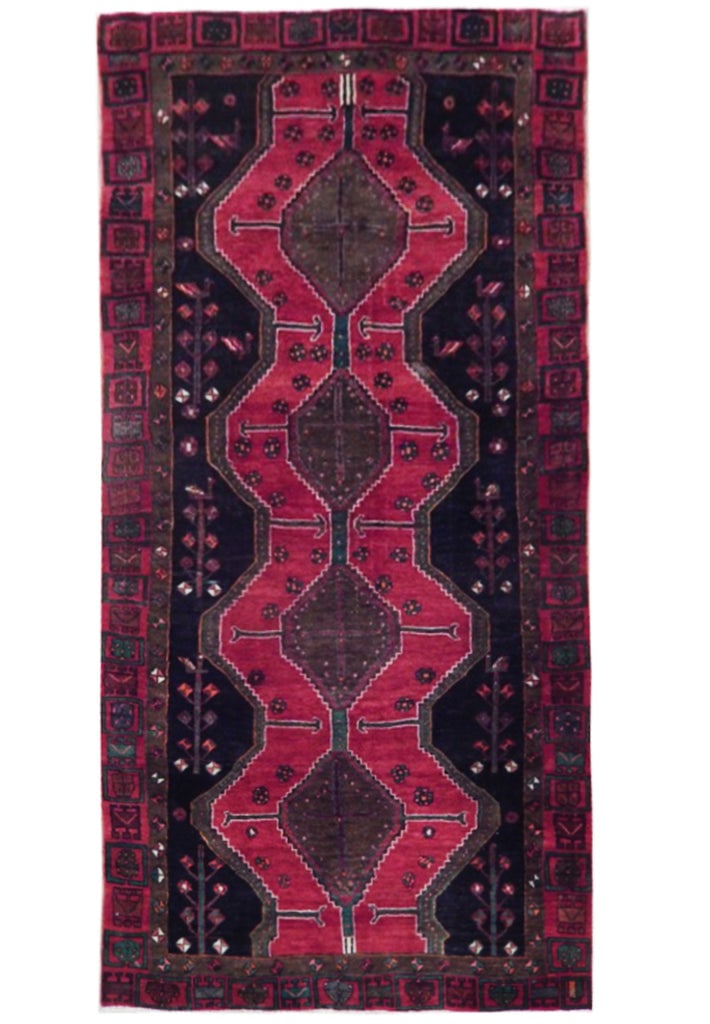 Handcrafted 4.9 x 9.4 Red Semi-Antique Persian Hamadan Runner: Handcrafted 4.9 x 9.4 Red Semi-Antique Persian Hamadan Runner Free continental US Shipping Enhance your home decor with this exquisite 4' 9" x 9' 4" Red Semi-Antique Persian Hamadan Runner. Handcrafte