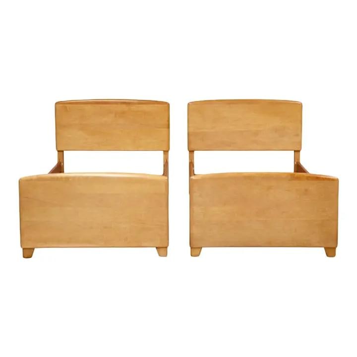 Pair of Heywood Wakefield Birch Twin Beds Refinshed Mid Century (1 of 7)