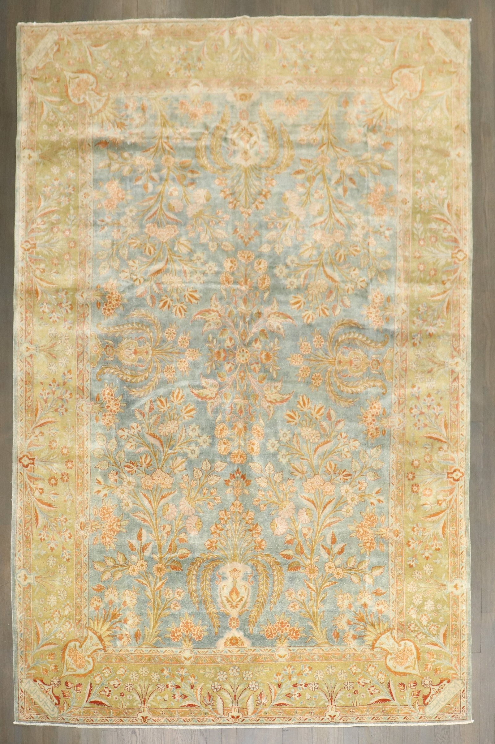 5' 8" x 8' 5" Signed Antique Persian Kashan Rug: 5' 8" x 8' 5" Signed Antique Persian Kashan Rug Signed antique Persian Kashan rug in a foyer size, dating to the first quarter of the 20th century. This pre-owned piece is identified as a Kashan type 