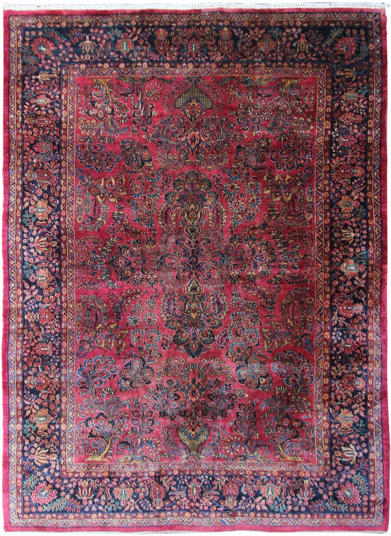 Antique Persian Sarouk Mohajeran 9x12 Floral Medallion Rug (1 of 16)