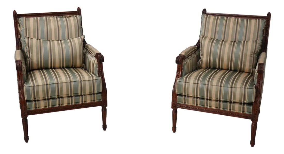 Pair of Stickley Louis XVI Style Cherry Bergere Chairs (1 of 10)
