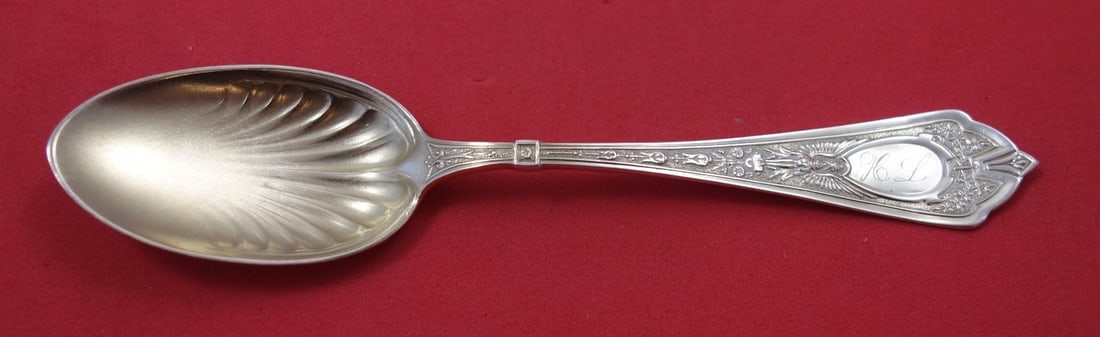 Schulz & Fischer Cleopatra Sterling Silver Ice Cream Spoon Gold Washed Fluted (1 of 1)
