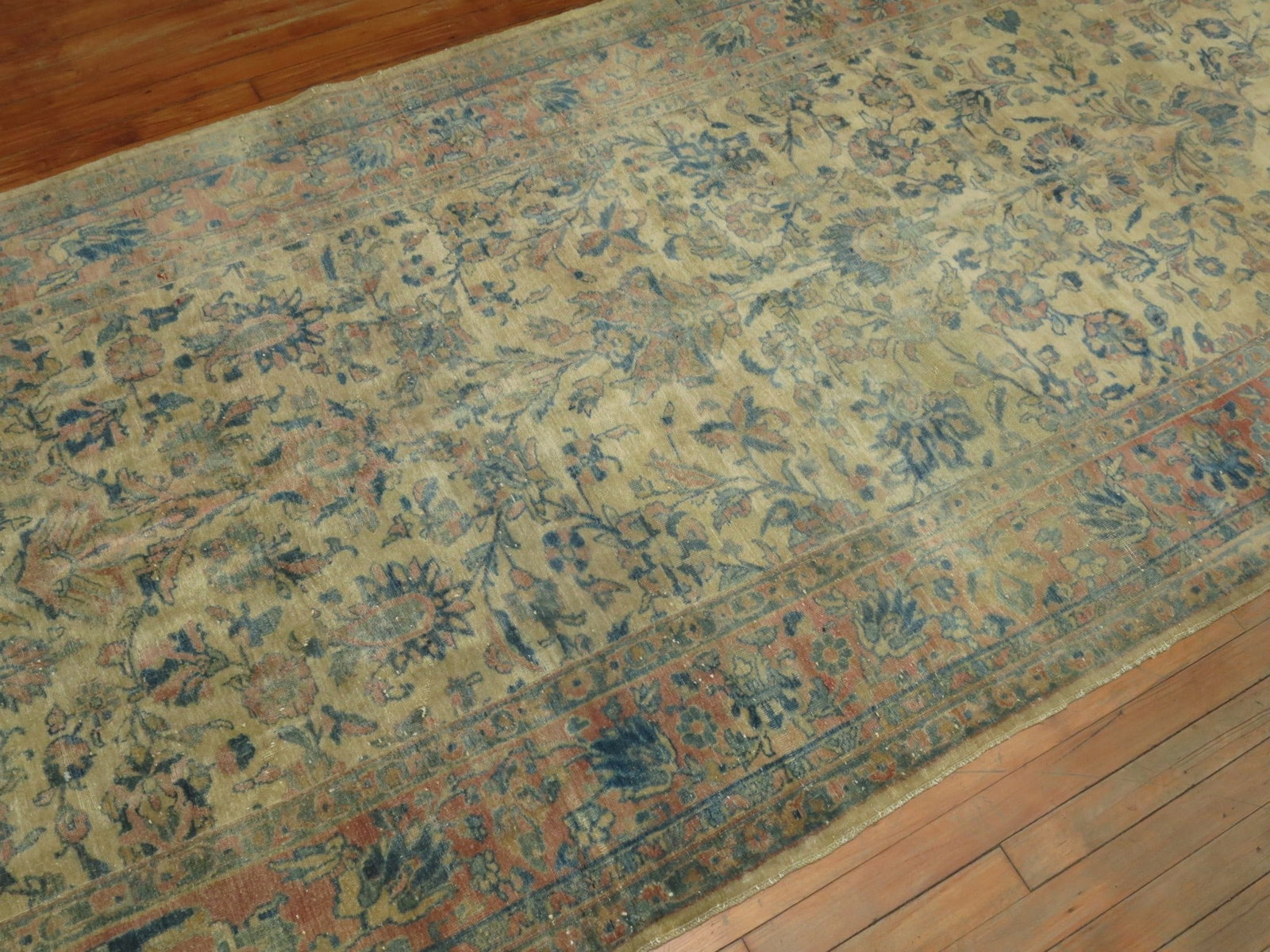 4' 7" x 16' 3" Antique Persian Kashan Gallery Rug Runner (1 of 7)