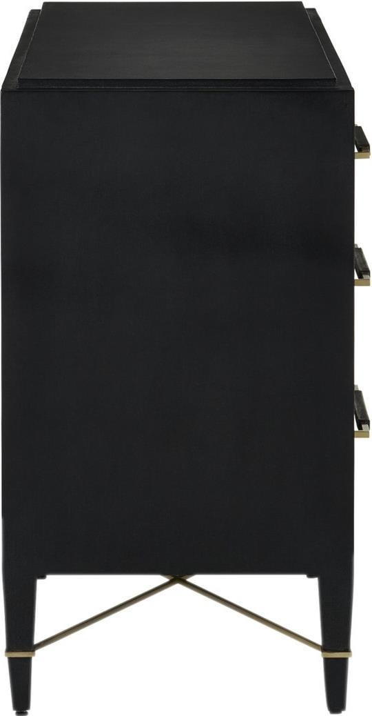 Currey Verona Black Mahogany Chest with Champagne Accents: Currey Verona Black Mahogany Chest with Champagne Accents Introducing the Verona Black Mahogany Chest, a stunning piece that combines elegance with functionality. Crafted from high-quality mahogany, t