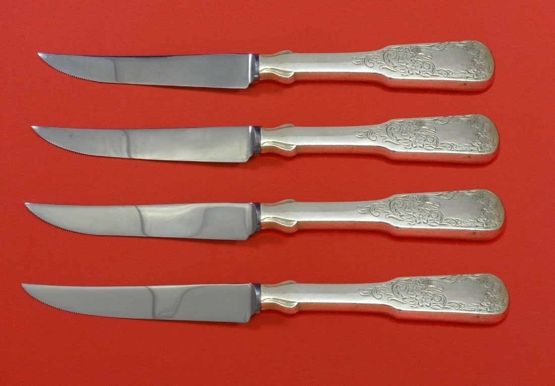 Towle Sixteen Ninety Engraved 4pc Sterling Silver Steak Knife Set (1 of 2)