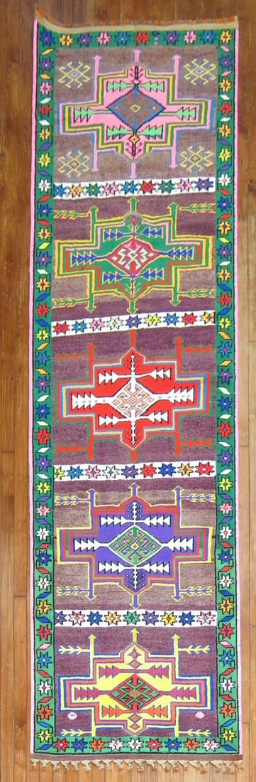 3' x 11' 2" Turkish Anatolian Runner Rug 20th Century: 3' x 11' 2" Turkish Anatolian Runner Rug 20th Century Vintage Turkish Anatolian runner with a distinctive character from the 3rd quarter of the 20th century. This pre-owned runner is categorized as an