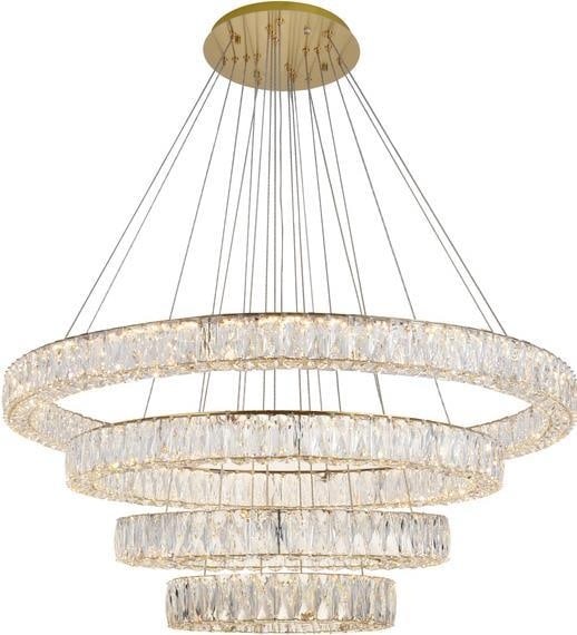 Elegant Lighting Monroe Gold Crystal Bowl Chandelier 24.40H 41.70W 160W LED (1 of 1)