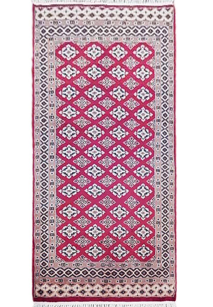 2'11" x 5'3" Hand-Knotted Red Jaldar Bokhara Area Rug: 2'11" x 5'3" Hand-Knotted Red Jaldar Bokhara Area Rug Free continental US Shipping Enhance your living space with this exquisite Red Jaldar Hand-knotted Bokhara Area Rug, measuring 2' 11" x 5' 3". Thi
