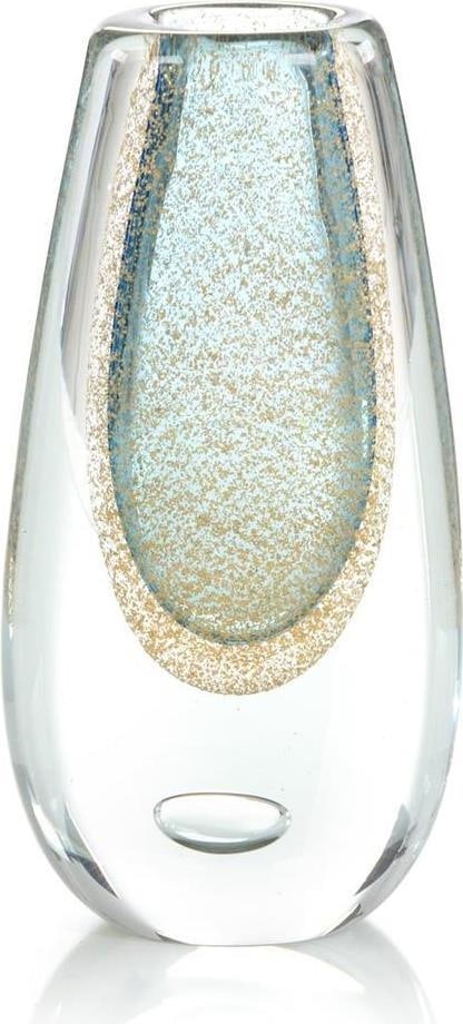 Handblown Blue Gold Flecked Glass Vase by John-Richard 12.25H (1 of 1)