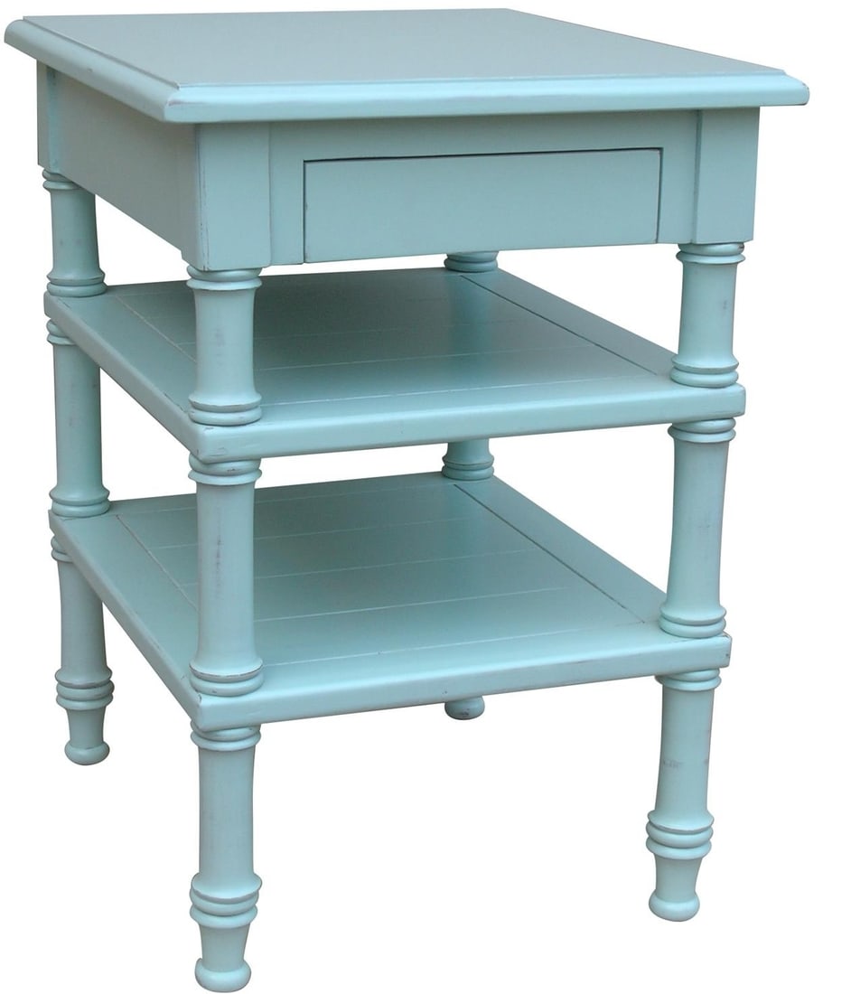 Trade Winds Island Collection Aqua Mahogany Side Table: Trade Winds Island Collection Aqua Mahogany Side Table Enhance your living space with this stylish Mahogany Aqua Side Table from the Island Collection. Featuring a beautiful aqua finish, this square s
