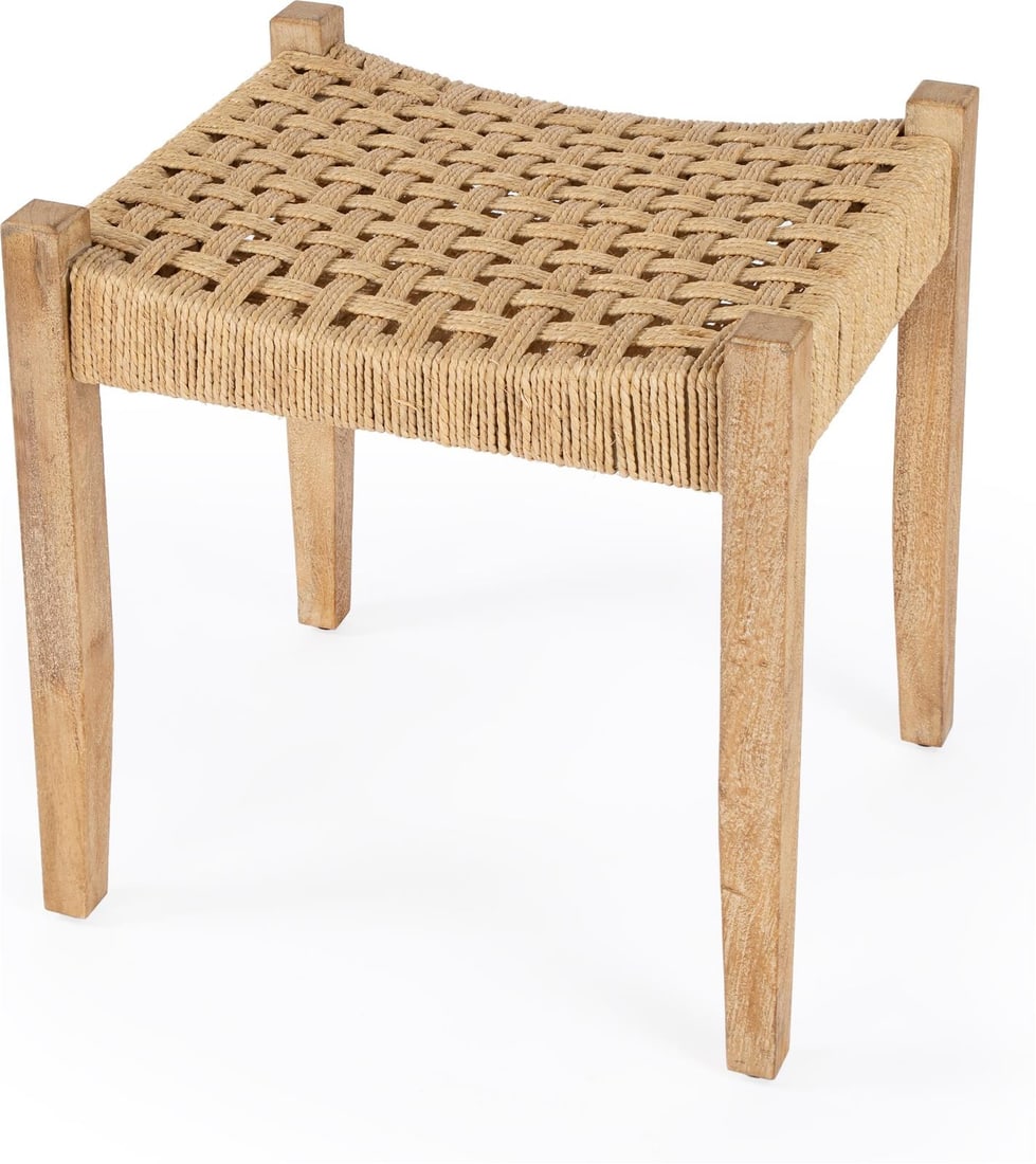 Butler Transitional Garner Stool Beige Mango Wood 20H 19.5W 16D (1 of 7)