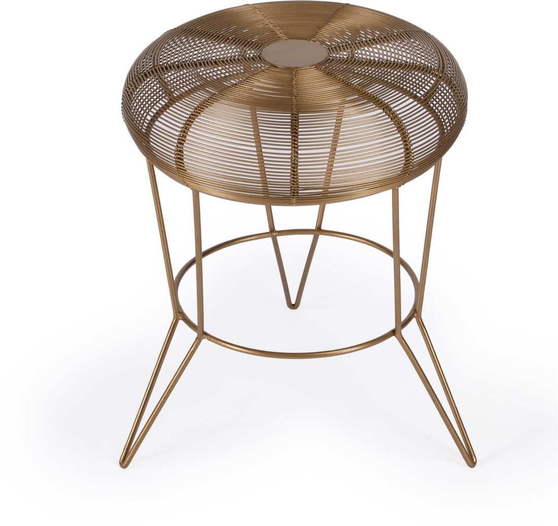 Butler Allen Side Table in Brass Industrial Style: Butler Allen Side Table in Brass Industrial Style Introducing the Butler's Allen Table, a stunning piece that embodies gold elegance with its antique or vintage style. Designed as a side table, it fea