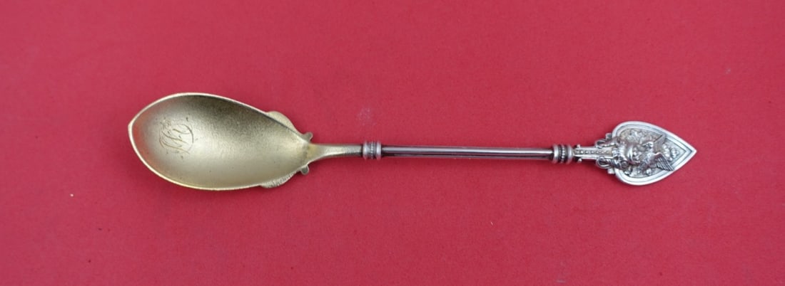 Whiting Bird on Nest Sterling Silver Preserve Spoon 5 3/4" (1 of 2)