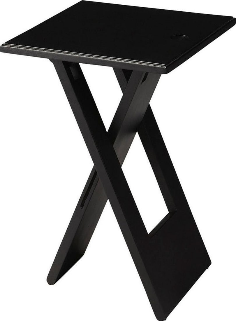 Butler Mango Wood Black Folding Side Table 18H x 11.75W x 11.75D (1 of 1)
