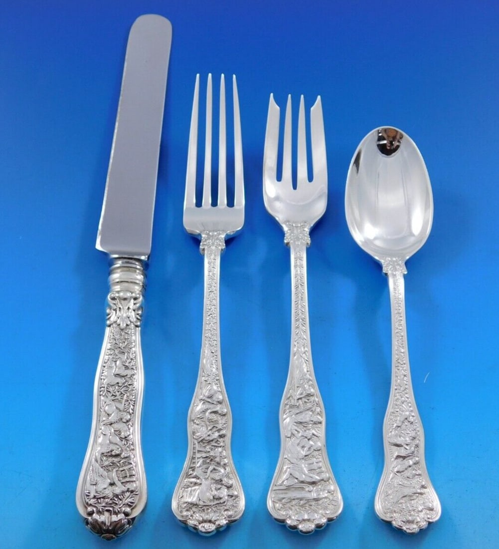 Tiffany & Co. Olympian Sterling Silver 4-Piece Place Setting: Tiffany & Co. Olympian Sterling Silver 4-Piece Place Setting Introducing the Olympian by Tiffany & Co., a stunning 4-piece sterling silver regular place setting. This exquisite set, crafted between 18