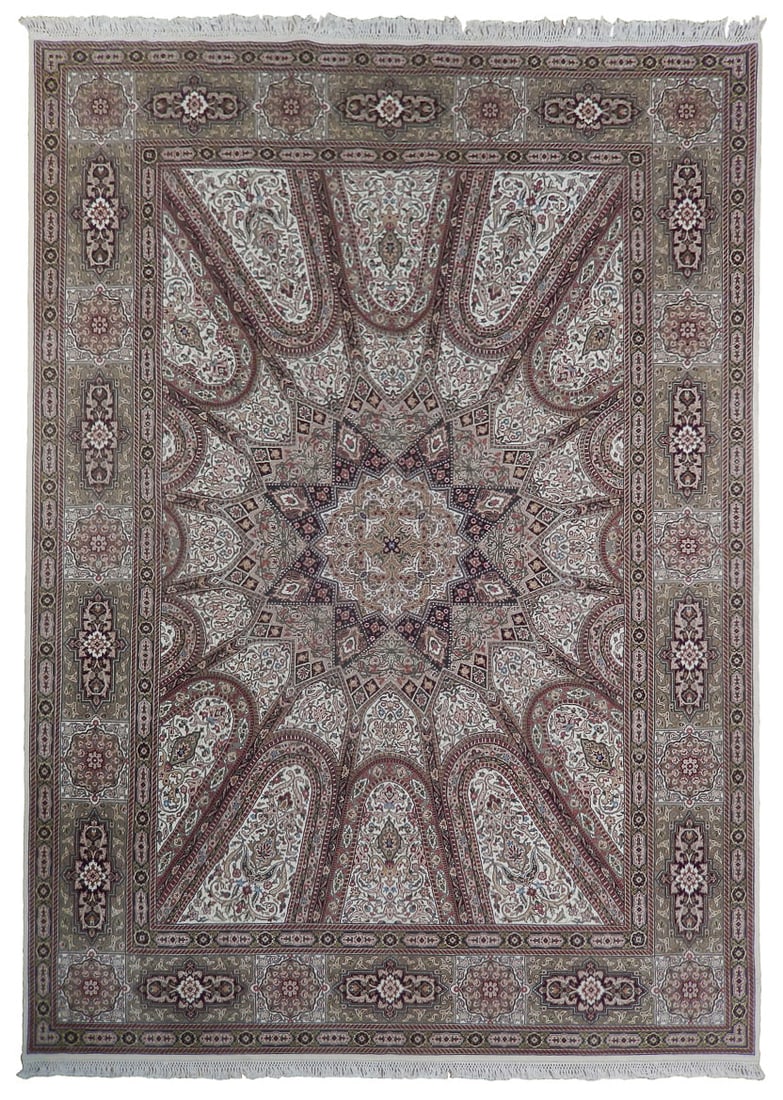 Luxurious 8.5 x 11.10 Fine Wool Silk Sino Isfahan Rug: Luxurious 8.5 x 11.10 Fine Wool Silk Sino Isfahan Rug Free continental US Shipping Experience the elegance of this 8.5 x 11.10 Fine Wool & Silk Sino Isfahan Rug. Crafted from high-quality wool and sil