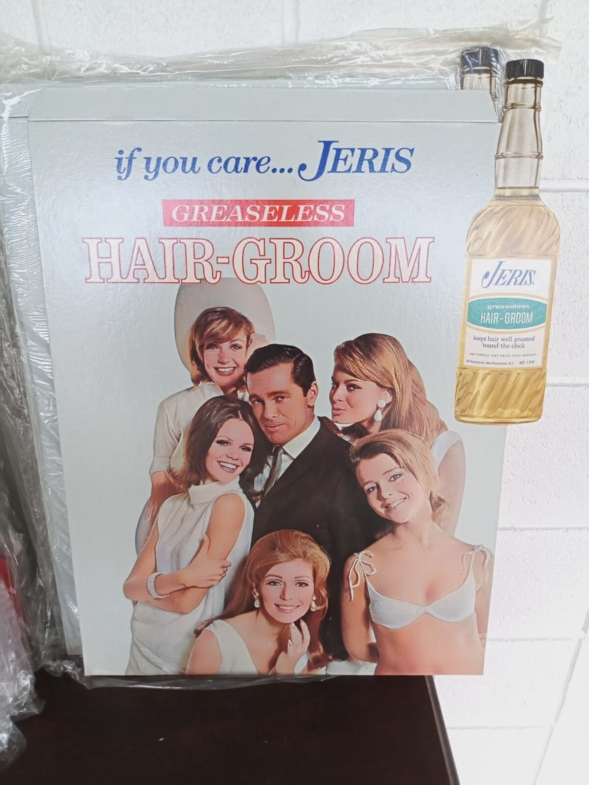 Jeris Hair Groom barber shop die cut cardboard display sign (1 of 6)