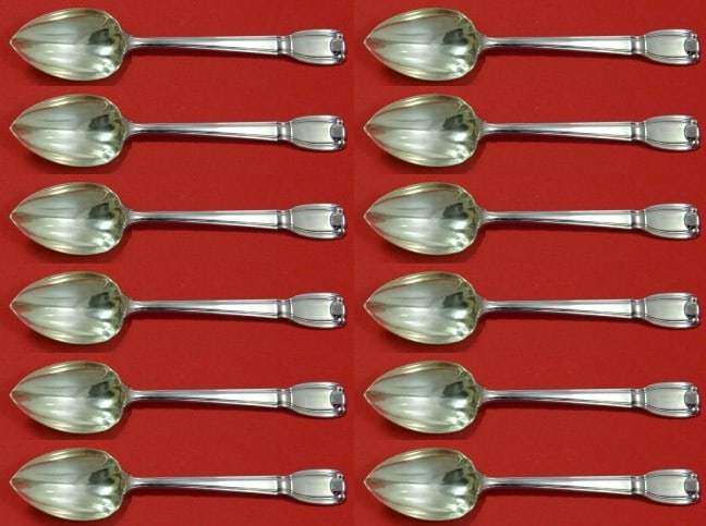 Tiffany & Co. Castilian Sterling Silver Grapefruit Spoon Set 12 pc: Tiffany & Co. Castilian Sterling Silver Grapefruit Spoon Set 12 pc This exquisite custom set of 12 grapefruit spoons features the elegant Castilian pattern by Tiffany & Co., crafted from high-quality 