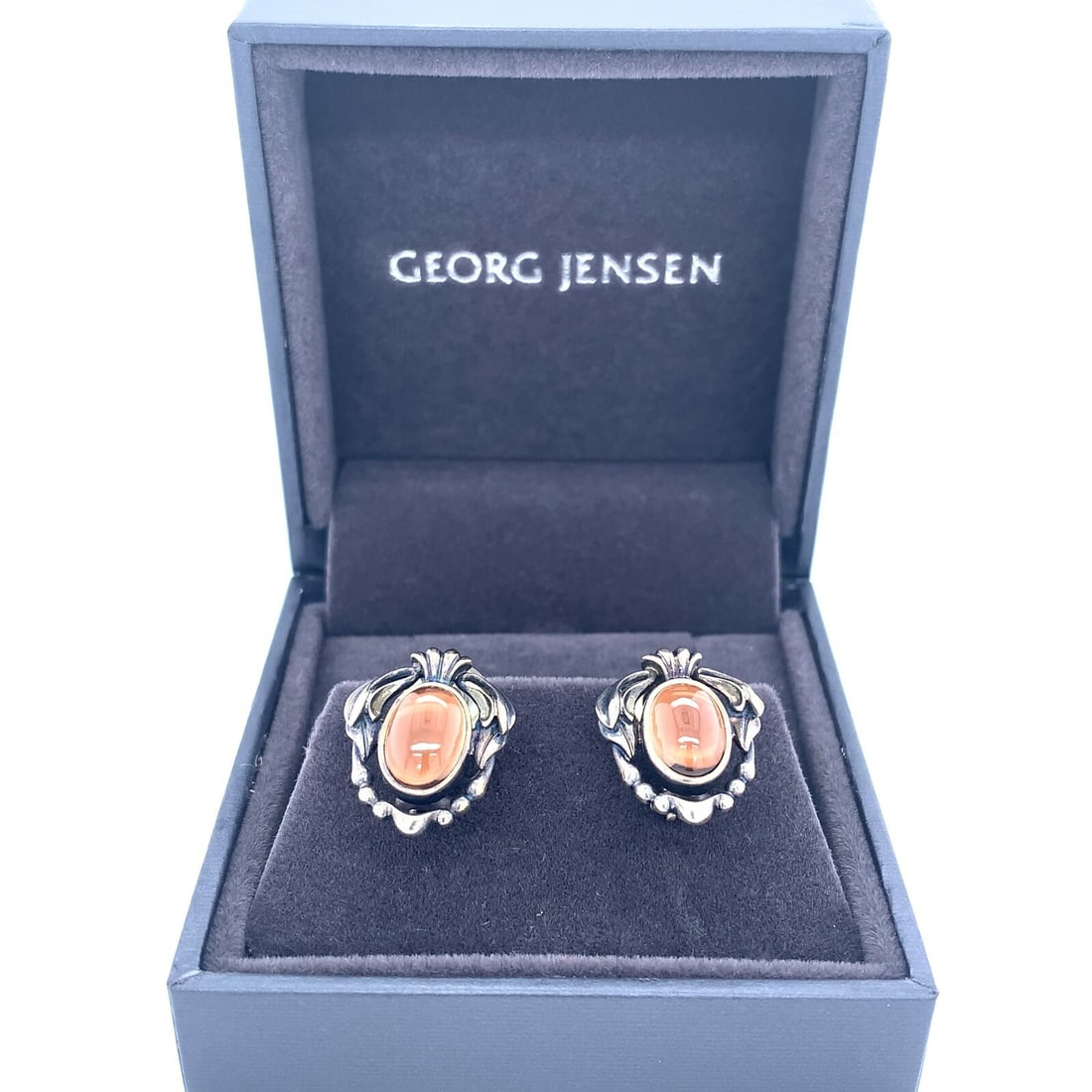 Georg Jensen 2014 Sterling Silver Clip-On Earrings with Natural Smoky Quartz (1 of 11)