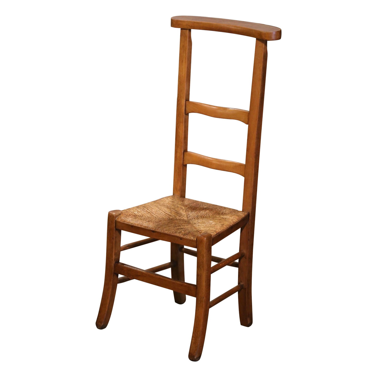 Antique 19th Century French Beech Wood Rush Prayer Chair (1 of 8)
