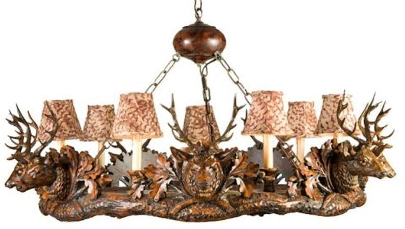 Rustic Lodge Style Bowl Chandelier with 7 Stag Accents: Rustic Lodge Style Bowl Chandelier with 7 Stag Accents This item is made at time of order. Please allow 42 to 70 days for production. Illuminate your space with this stunning Rustic Chandelier featuri
