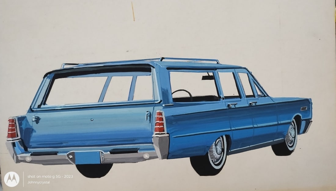 1966 Mercury Commuter Station Wagon Original Watercolor Illustration (1 of 5)