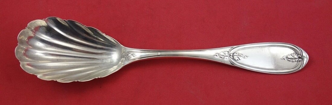 Jones Ball & Poor Olive Pattern Sterling Silver Berry Spoon 8 5/8" (1 of 2)